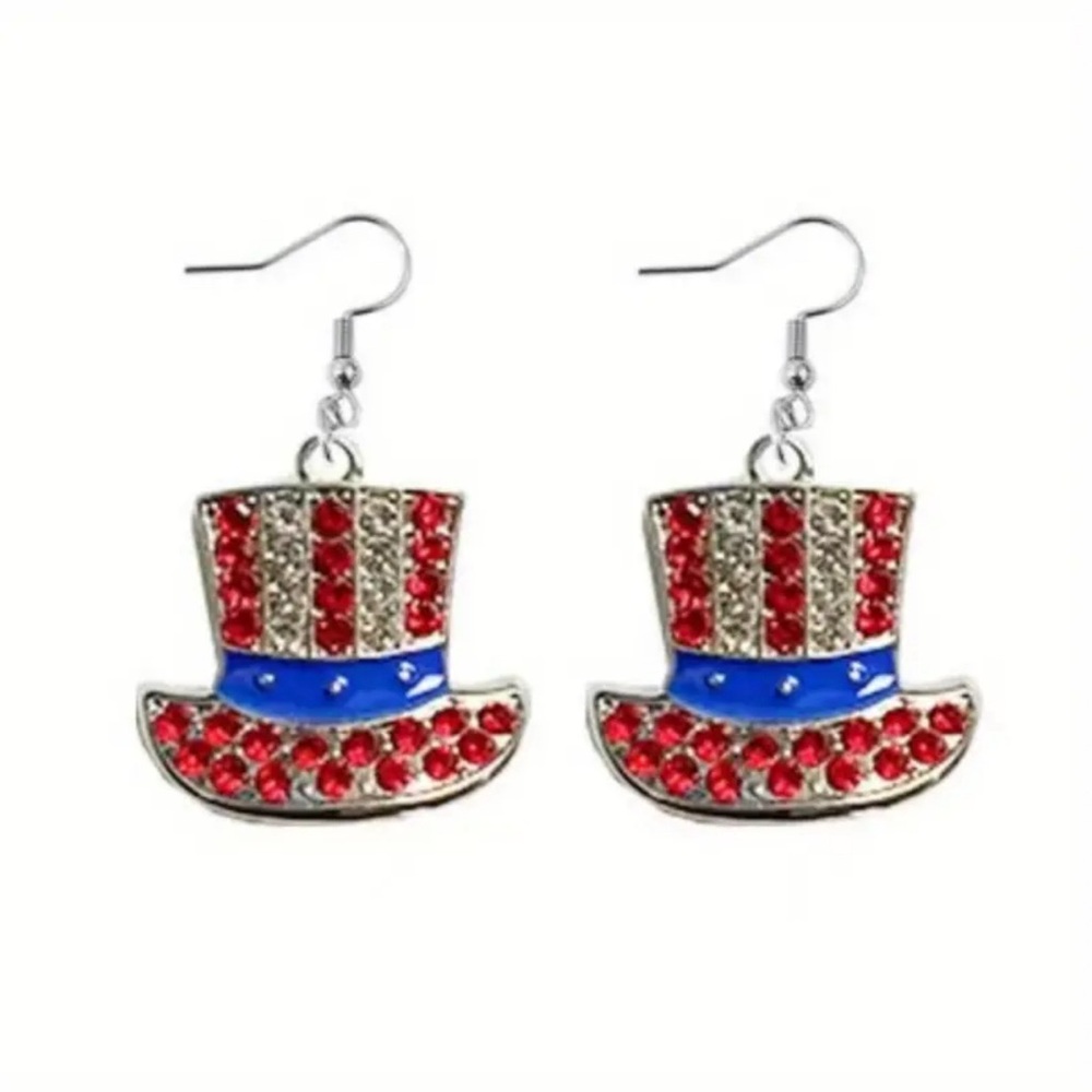 Patriotic Tophat Earrings — 1 Pair